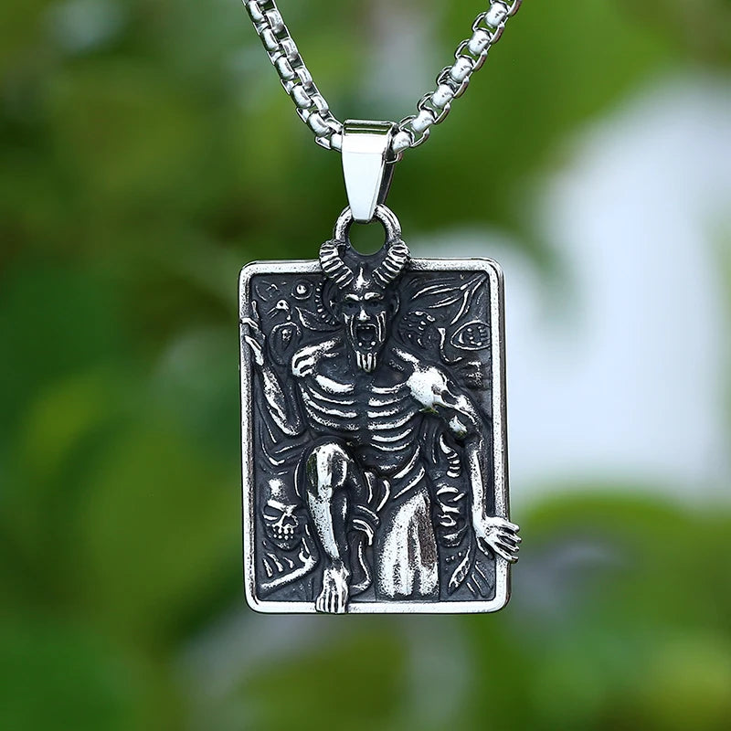 Gothic Satan Goat Stainless Steel Pendant Necklace