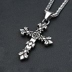Gothic Cross Flower Pendant — Stainless Steel