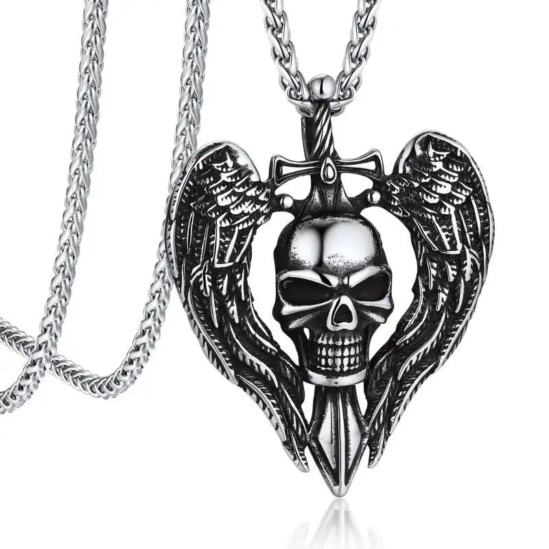 Skull Pendant Necklace — Stainless Steel Gothic