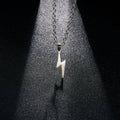 Stainless Steel Metal Lightning Shaped Pendant Necklace For Women Men Minimalist Geometric Lightning Clavicle Chain Jewelry Gift