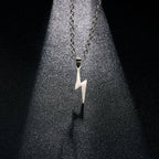 Stainless Steel Metal Lightning Shaped Pendant Necklace For Women Men Minimalist Geometric Lightning Clavicle Chain Jewelry Gift