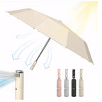 3 in 1 Sun Protection Umbrella with Fan USB Rechargeable Automatic Folding UV Umbrella Portable Sun Travel Umbrella for