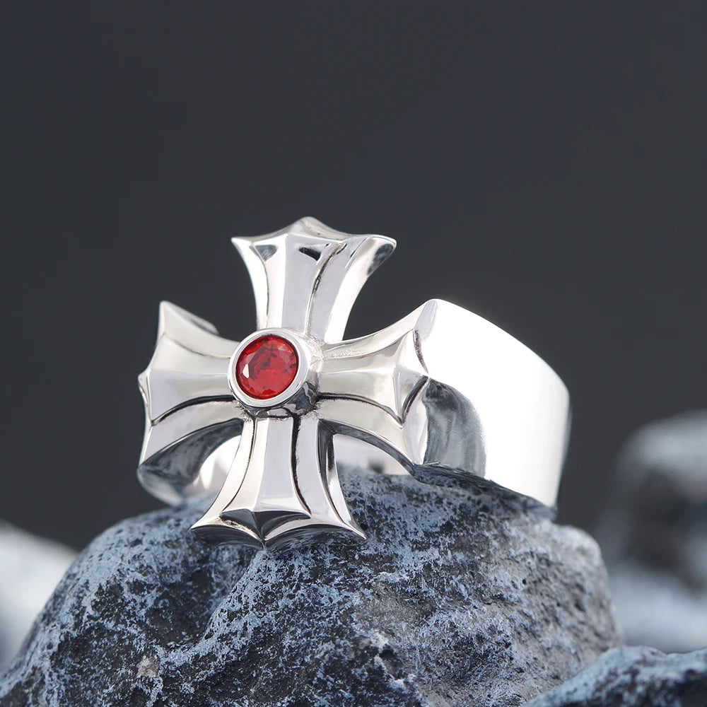 Iced Out Cross Jesus Ring — 925 Silver