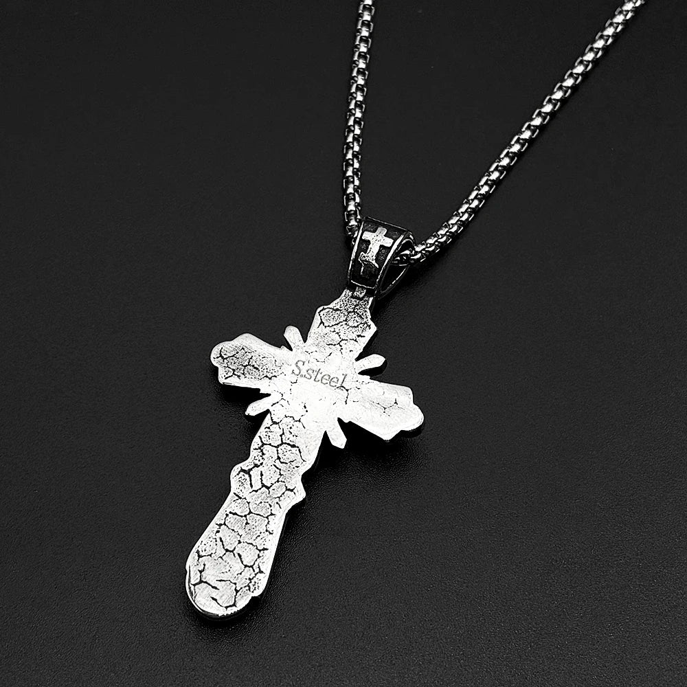 Orthodox Jesus Crucifix Pendant — Silver