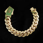 Gold Cuban Bracelet Iced Out 14K 12/15MM Monaco