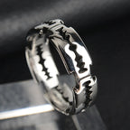 Blade Ring Punk Black Silver Band for Men — Stainless Steel