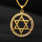 Jewish Hexagonal Star Pendant Necklace — Crystal