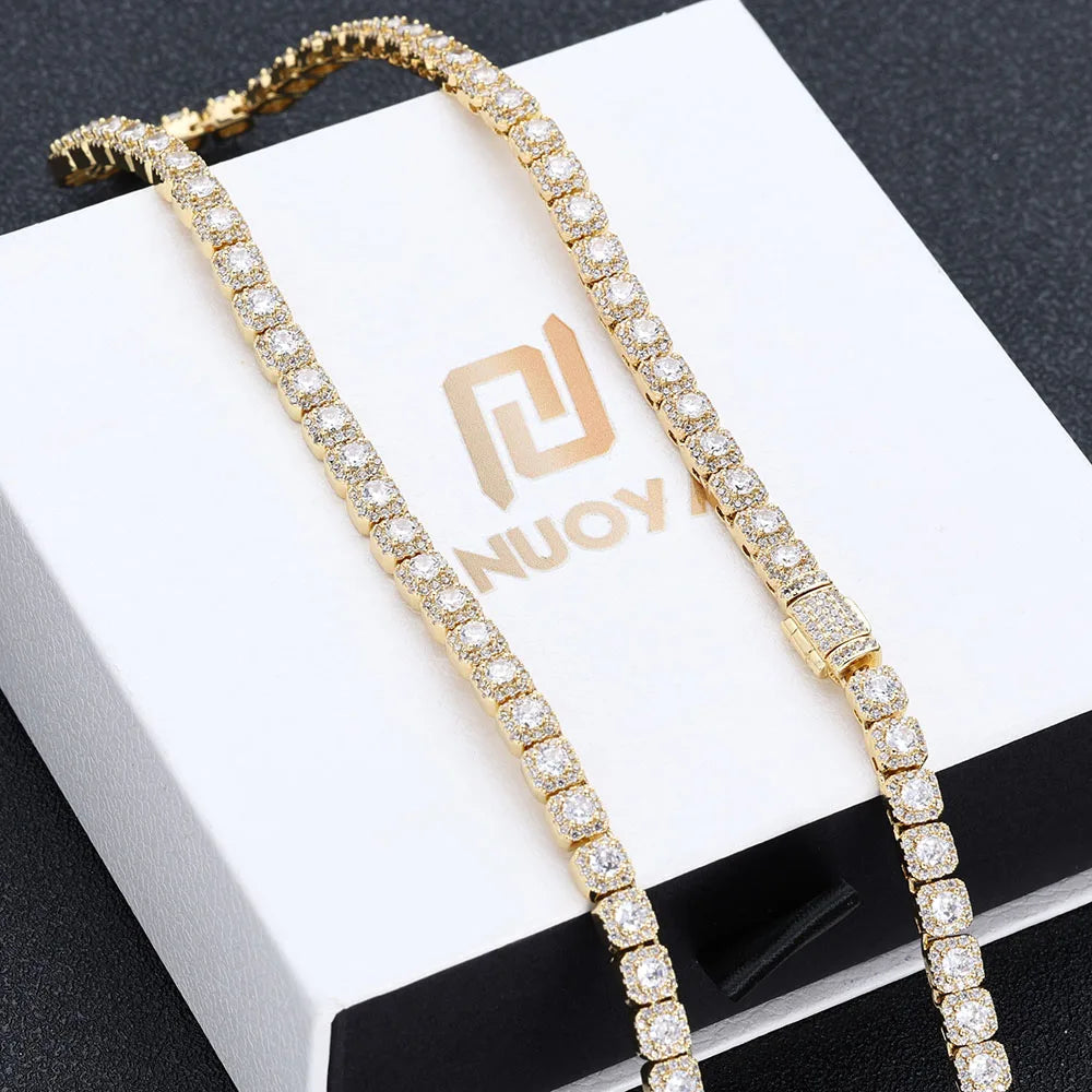 Tennis Chain Necklace Stainless Steel 5MM Cluster