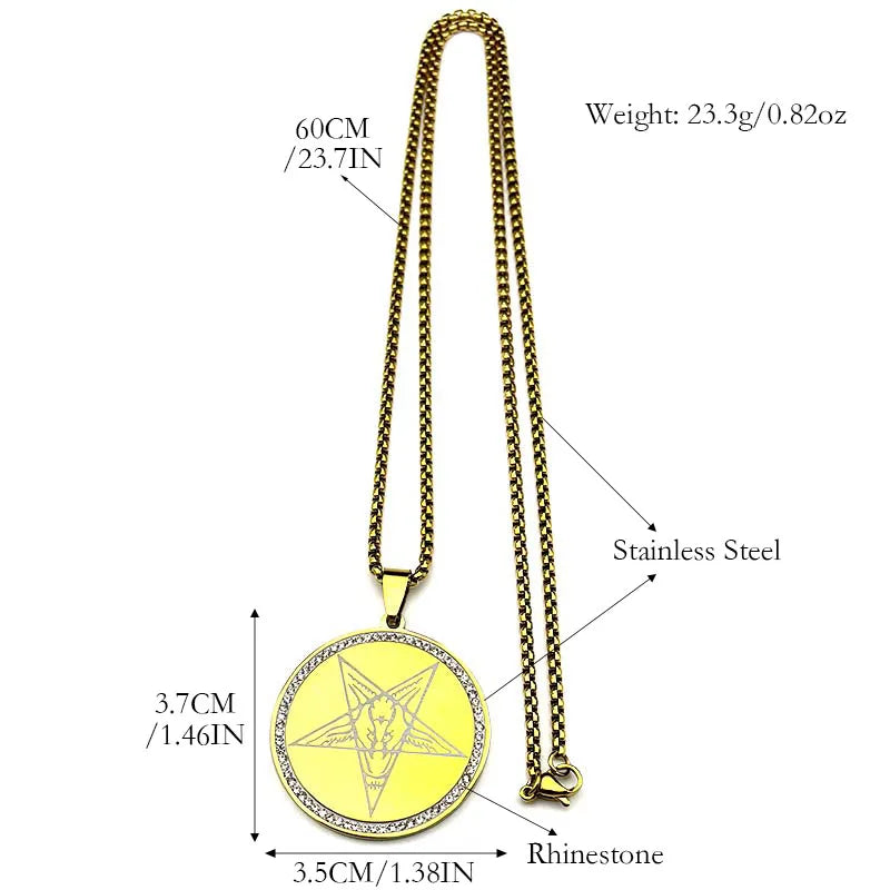 Star Baphomet Steel Pendant Gothic Inverted Pentagram