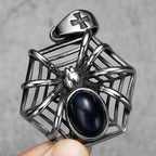 Spider Silk Gemstone Men Necklaces With Pendant Stainless Steel Jewelry For Male Women Punk Hip Hop Accessories Gifts
