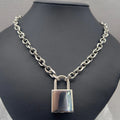 Punk Solid Stainless Steel Chain Oversized Padlock Necklace Women Mens Unisex Chunky Heavy Lock Key Necklace Handmade Jewelry