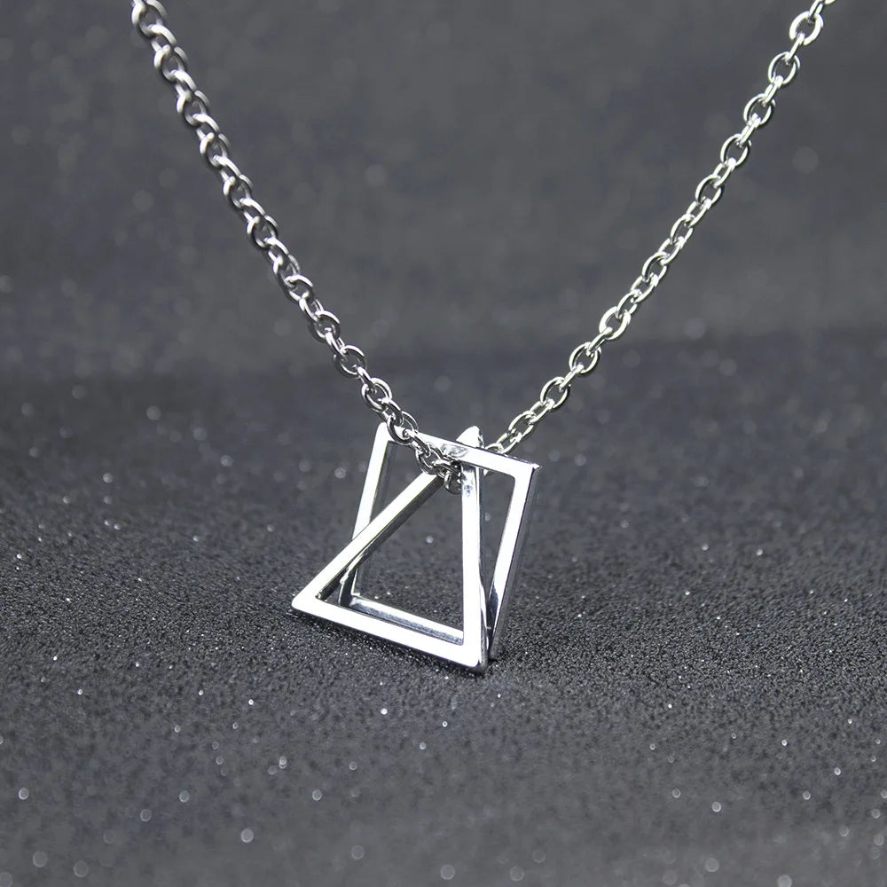 Geometric Statement Pendant Necklace Silver