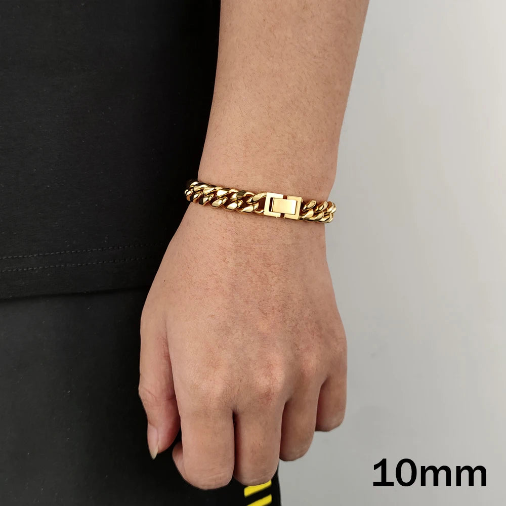 Black Cuban Chain Bracelet Stainless Steel Miami