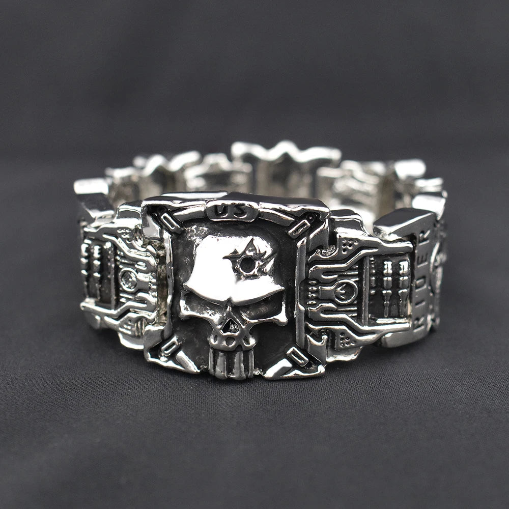 Retro Fashion Domineering Skull Bracelet for Men Punk Rock Charm Rider Bracelets US Street Motorcycle Male Gothic Jewelry Gifts