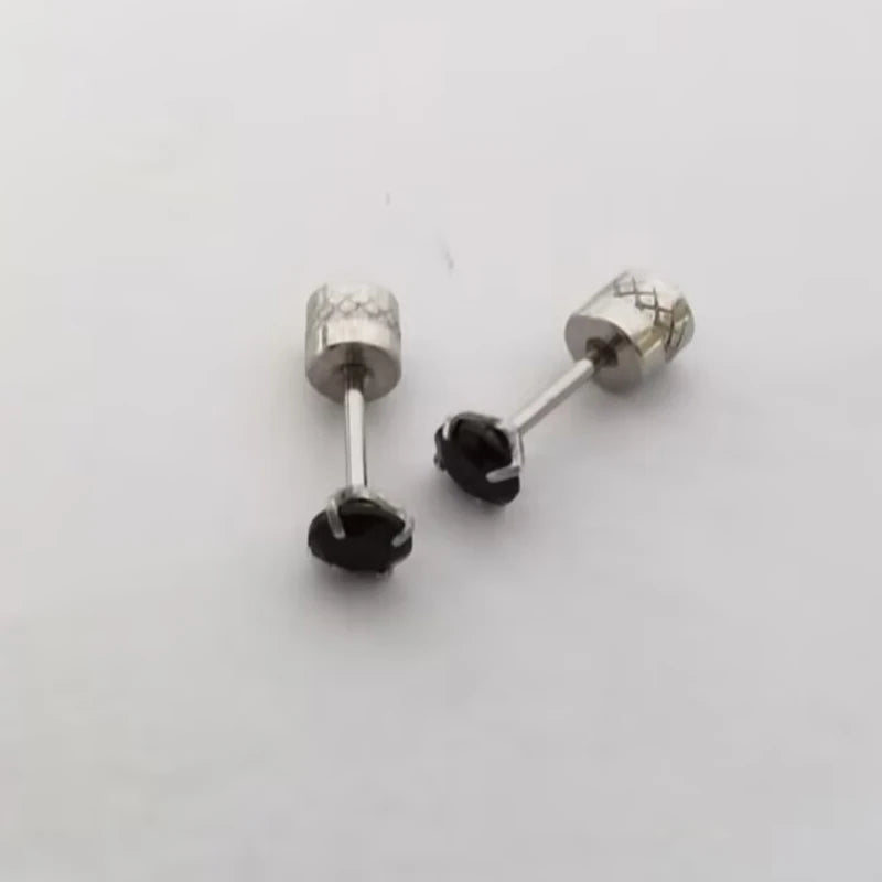 Double Side Zircon Stud Earrings — Stainless Steel