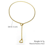 Heart O-Ring Long Chain Necklace — Stainless Steel