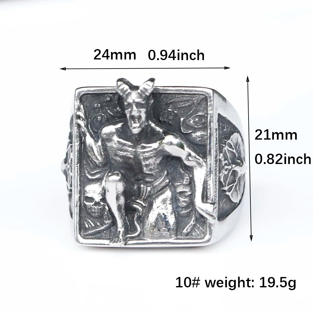Satanic Baphomet Ring — Lucifer, Stainless Steel