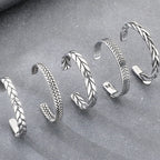 Vintage Open Bangle for Man Men 316l Stainless Steel Men's Braided Style Cuff Bracelets Punk Birthday Jewelry Gift for