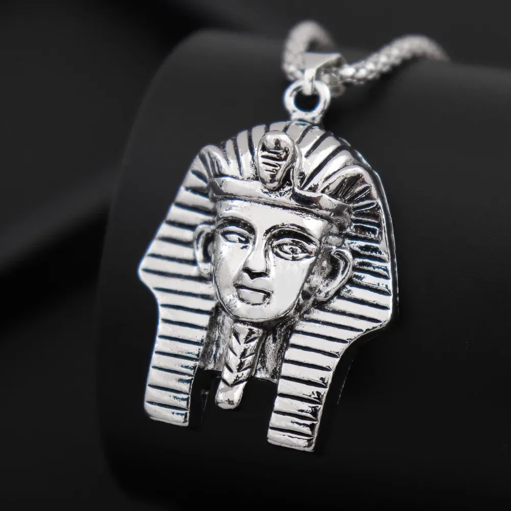 Egyptian Pharaoh Tutankhamun Sculpture Retro Men Alloy Pendant Necklace Hip Hop Rapper Pendants Personality Neck Chain Jewelry