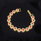 Iced Out Gold-Tone Cuban Chain Necklace Bracelet Set