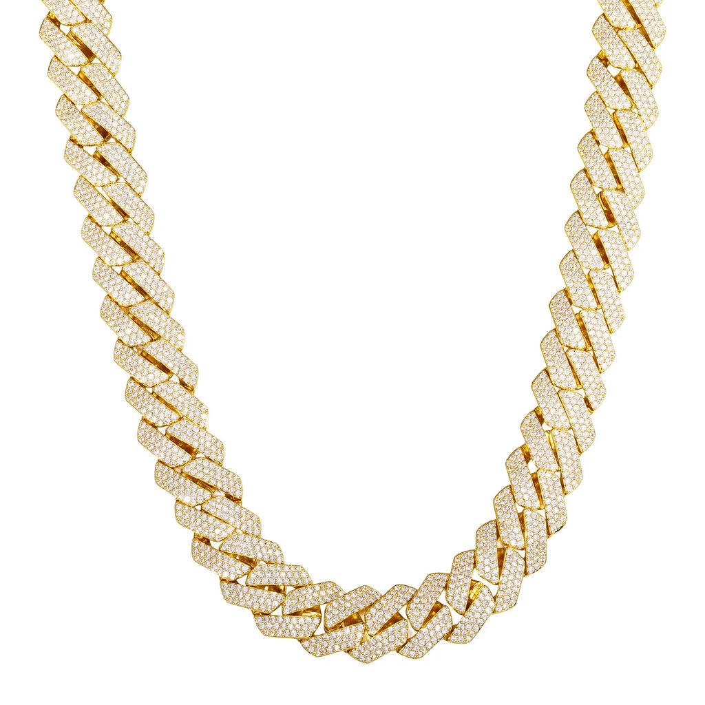 Iced Out CZ Pavé Rhombus Pendant Necklace, 16mm