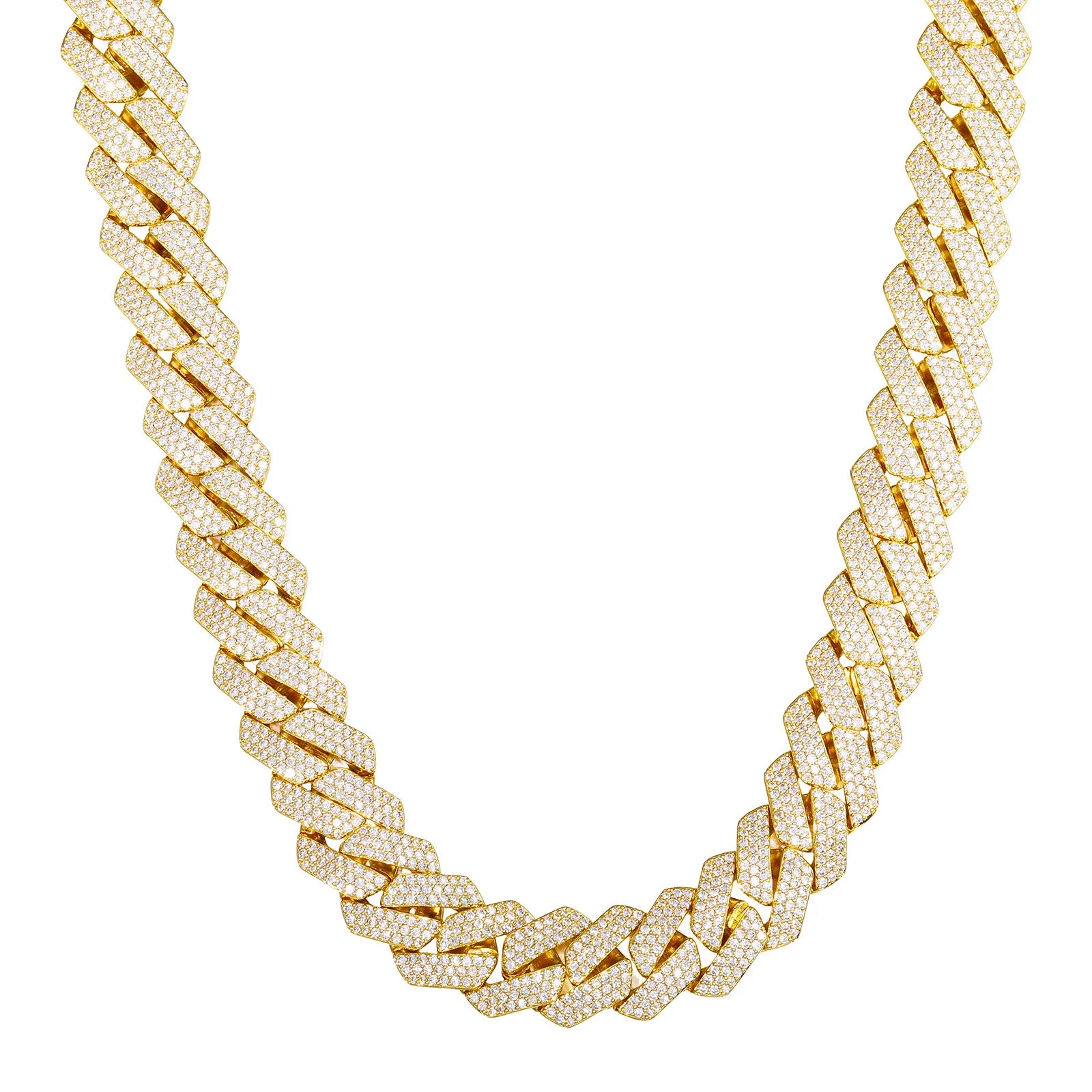 Iced Out CZ Pavé Rhombus Pendant Necklace, 16mm