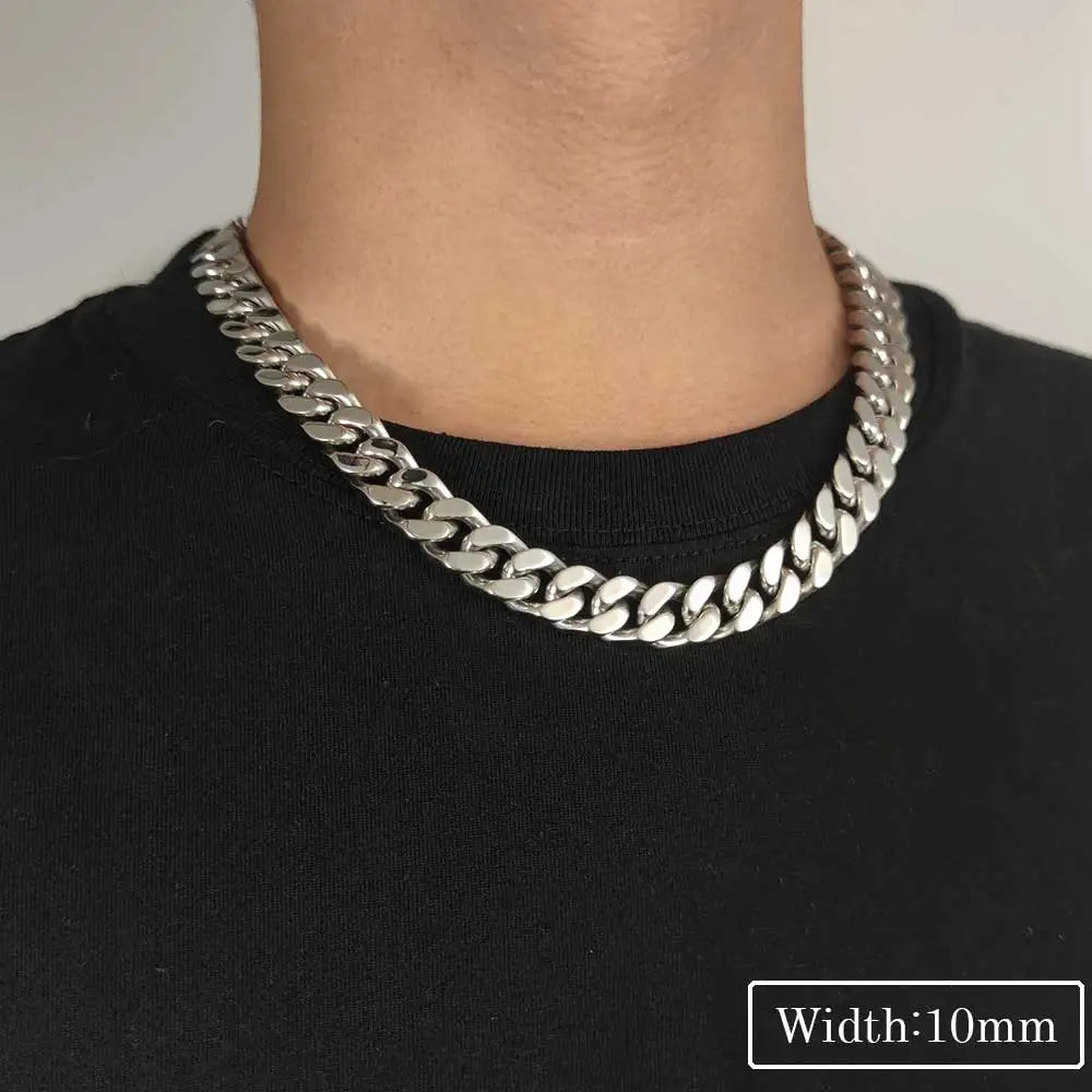 Popular Hip Hop Necklace Gold Plated Stainless Steel Cuban Link Chain Necklace Jewelry For Men
