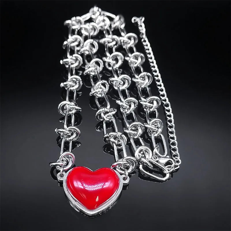 Heart Pendant Necklace Set — Stainless Steel