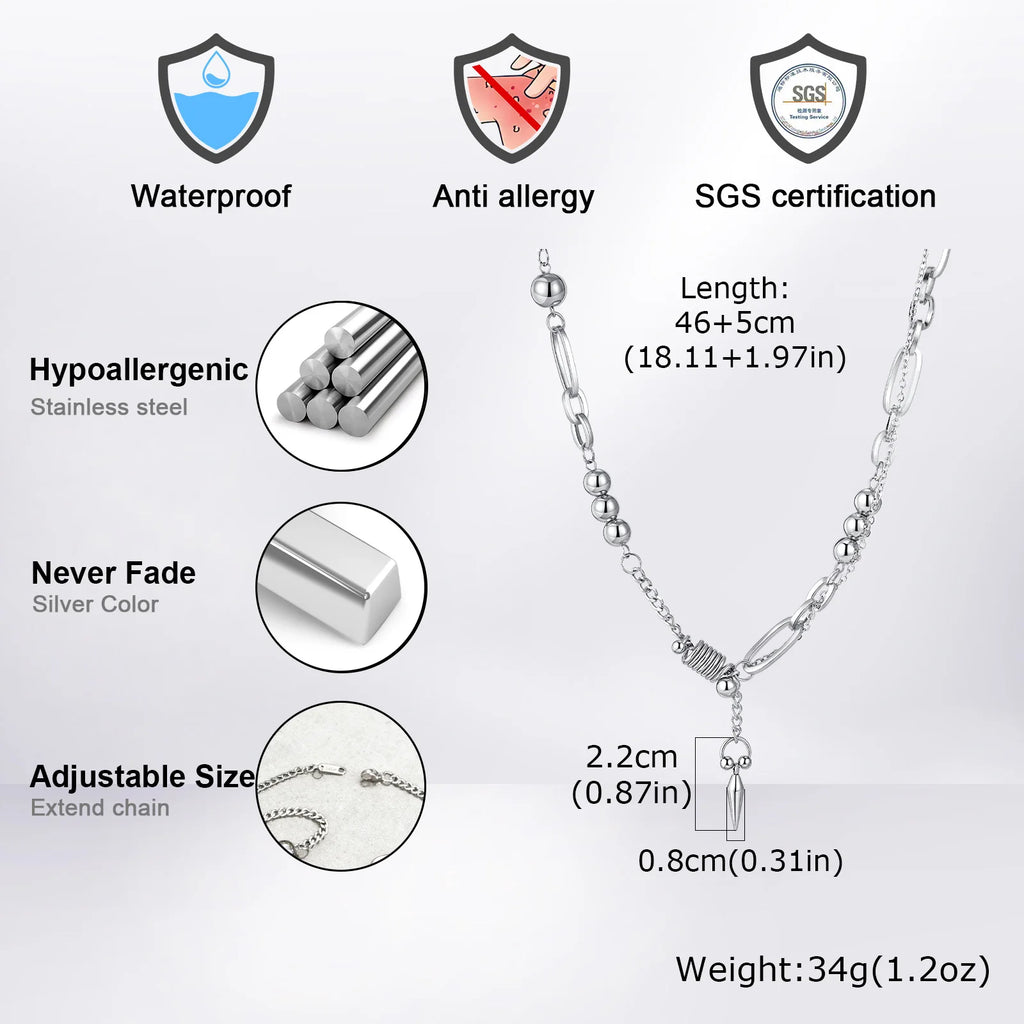 Rivet Statement Chain Choker Necklace — Stainless Steel