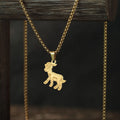 Kinitial Cute Goat Stainless Steel Necklace Chinese Culture Animal Zodiac Sheep Necklace Men Women Memorial Jewelry