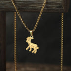 Kinitial Cute Goat Stainless Steel Necklace Chinese Culture Animal Zodiac Sheep Necklace Men Women Memorial Jewelry