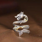Buyee 925 Sterling Silver Unique Big Ring Elegant Chinese Dragon Open Ring Finger for Men Rock Punk Fine Jewelry Circle