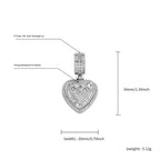 Gold Iced Out Heart Pendant Rope Chain Necklace
