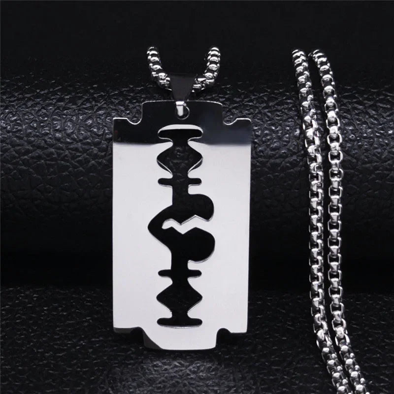 Blade Gold Long Pendant Necklace — Stainless Steel
