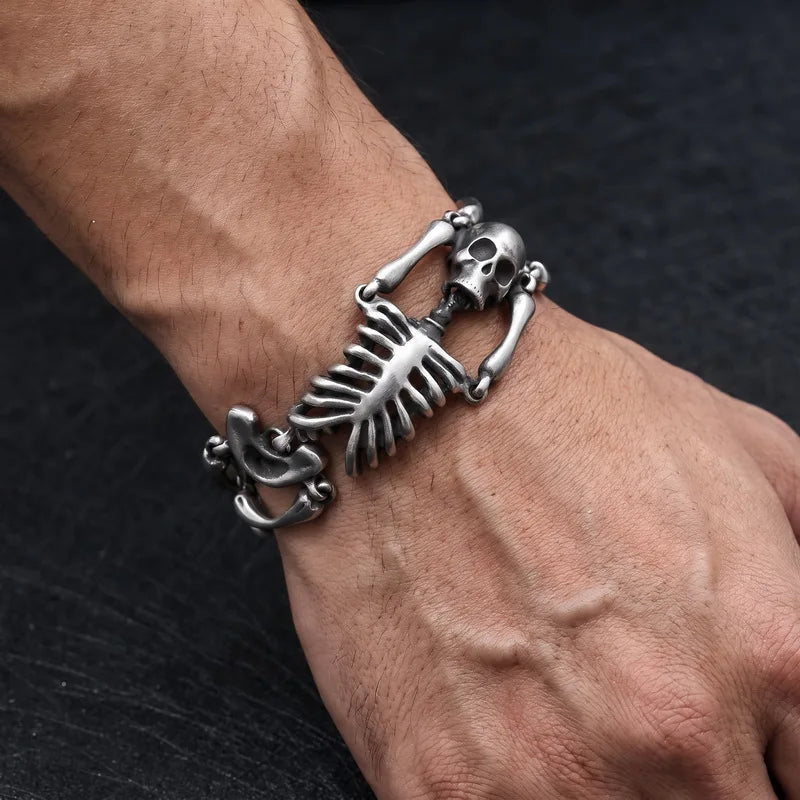 Gothic Skull Body Chain Bracelet — Stainless Steel
