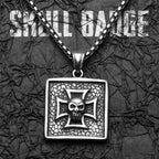 Cross Skull Badge Pendant Necklace Stainless Steel