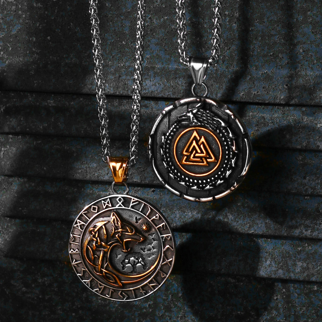 Viking Dragon Stainless Steel Pendant Necklace