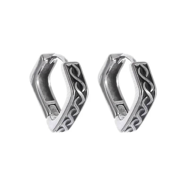 Gothic Spiked Hoop Earrings Small Textured Huggie — Two-Tone