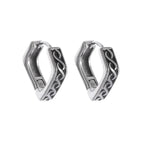 Gothic Spiked Hoop Earrings Small Textured Huggie — Two-Tone