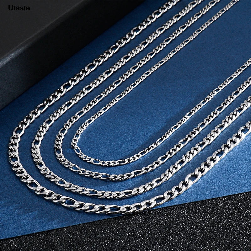 Wholesale Gold Silver Color Necklace 3-12mm Width 40-75cm Long Chain Lobster Clasp Men and Women Engagement Jewelry