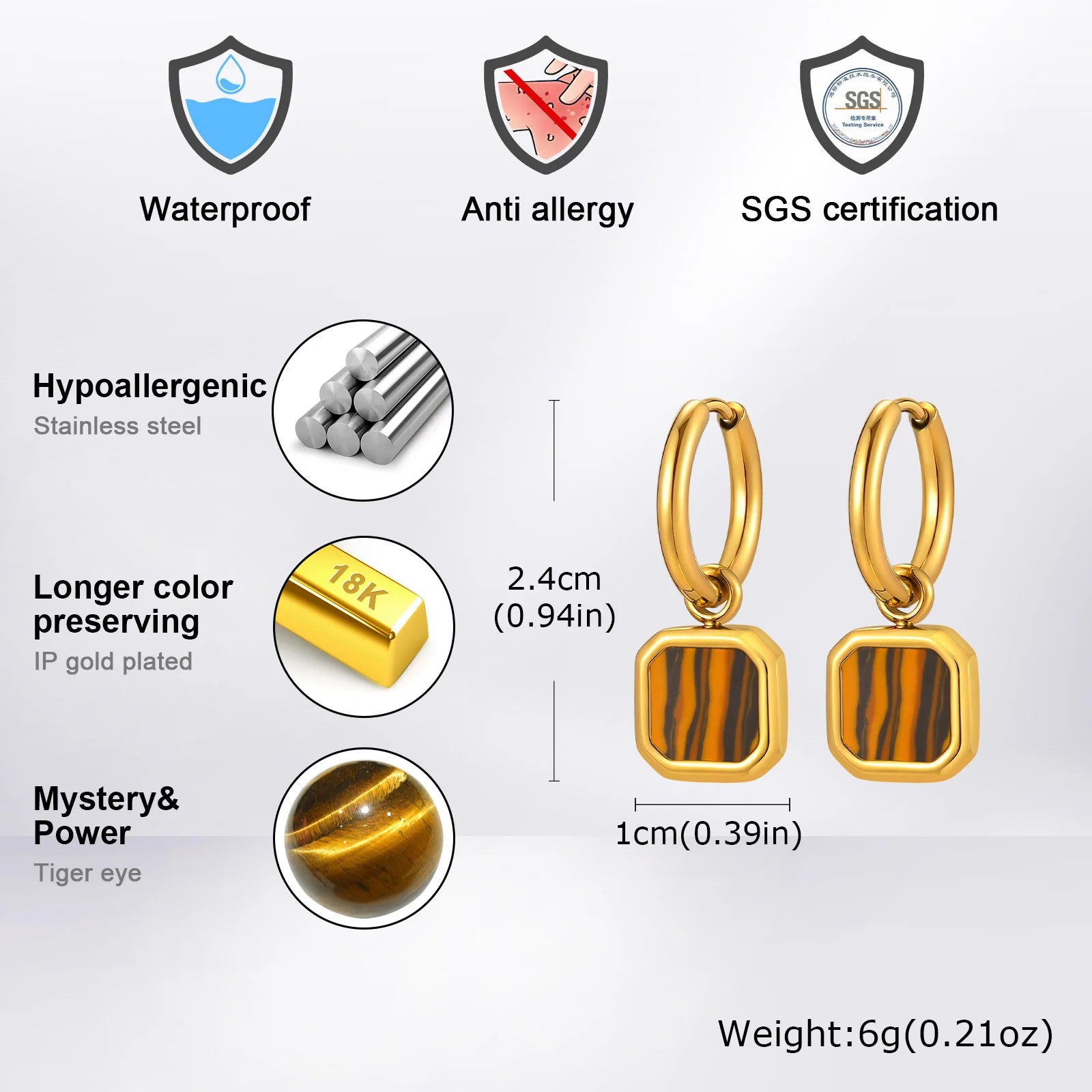Natural Stone Huggie Hoop Earrings — SS