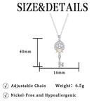 Witchcraft Triple Moon Goddness Key Shape Necklaces Opal Zircons Pentagram Symbol Pendant Witch Amulet Protection
