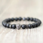 Noter Hiphop Men Bracelet Beaded 8mm Onyx Stone Braclet Wolf Lion Animal Braslet Punk Jewelry Pirate Skull Brazalete
