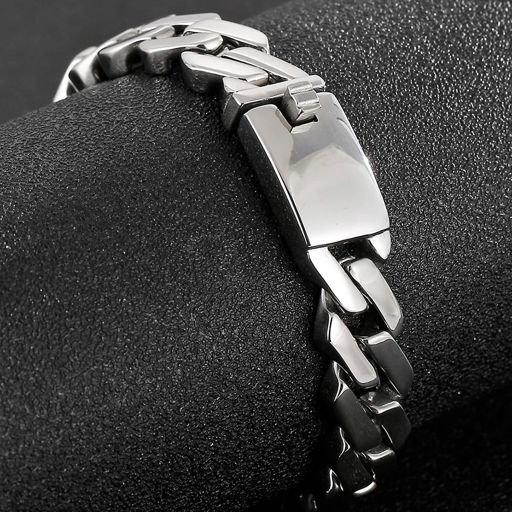 Classic 13MM Men's Cuban Link Chain Bracelet for Man Mirror Polished Solid Stainless Steel Bracelets Jewelry Accessory