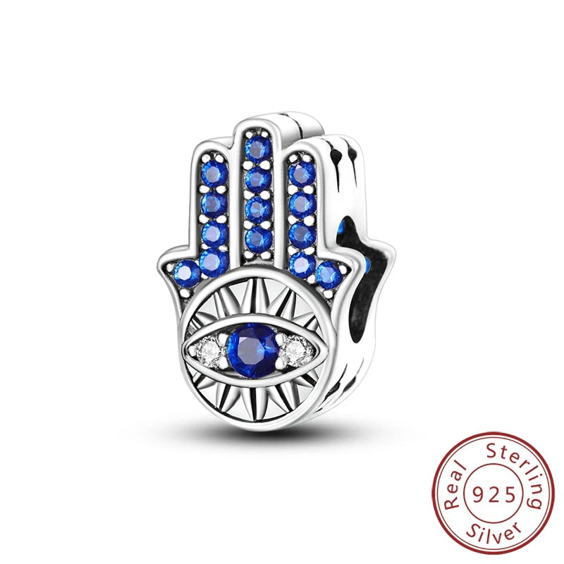 Devil's Eye Cross Charm Pendant — Silver