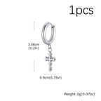 Punk Gothic Thorn Cross Pendant Hoop Earrings, Cool Hip Hop Stainless Steel Drop Earrings, Fashion Daily Party Jewelry