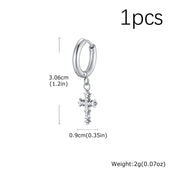 Punk Gothic Thorn Cross Pendant Hoop Earrings, Cool Hip Hop Stainless Steel Drop Earrings, Fashion Daily Party Jewelry