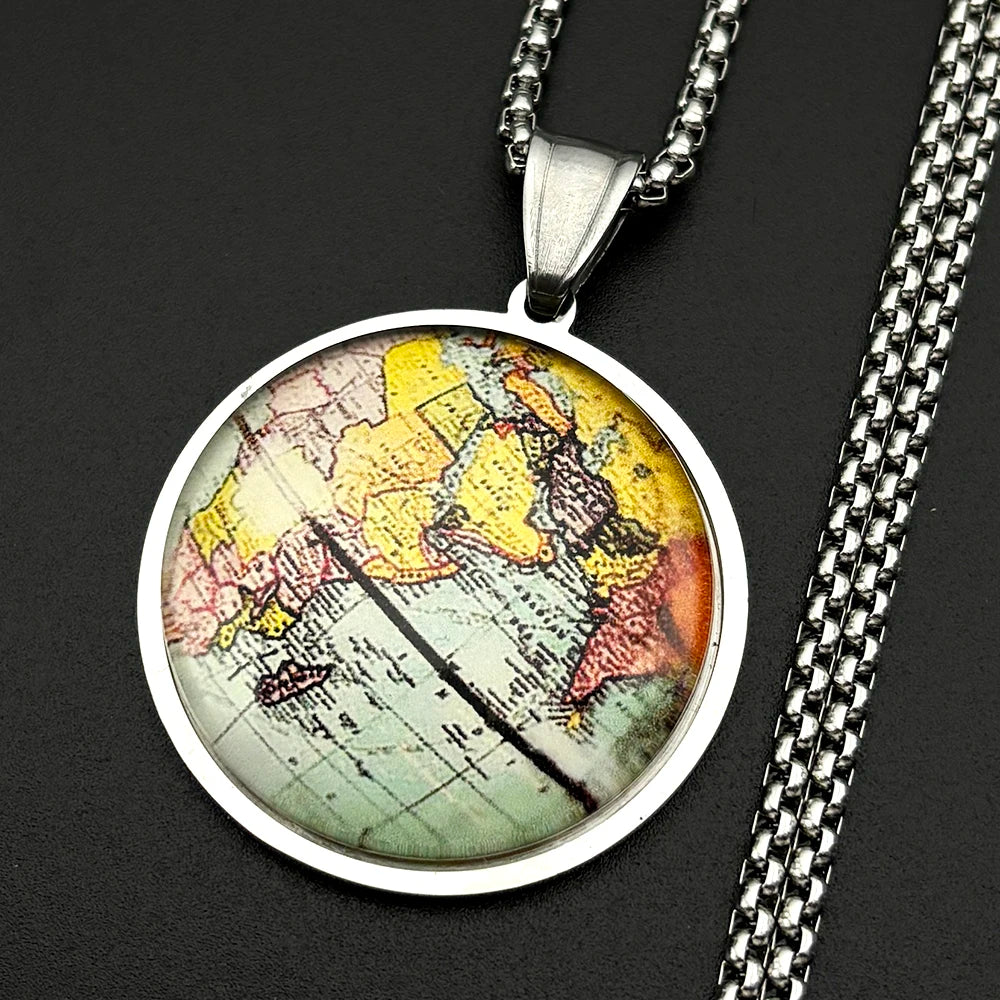 World Map Gold Pendant Necklace