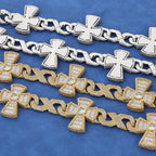 16mm Big Heavy Hip Hop Bling 3A+ Bling Iced Out Infinite Cross Cuban Link Chain Necklaces for Men Rapper Jewelry Gold