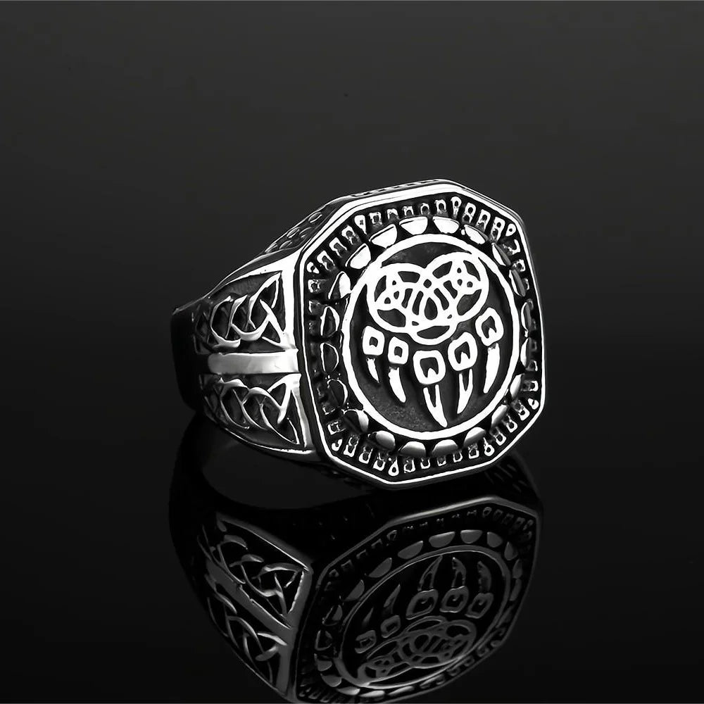 Vintage Viking Rings for Men Stainless Steel Nordic Warrior Shield Viking Rune Ring Fashion Amulet Jewelry Gift